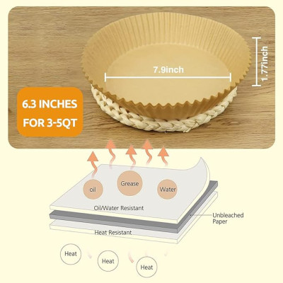 Papel de Horno para Freidora de Aire 16CM*50PCS